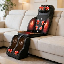 3-in-1 Full Body Massage Mat Shiatsu Heat Vibration Therapy Adjustable Intensity