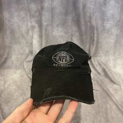 Black NFL Network Strap Back Hat | Distressed | Reebok | Adjustable 