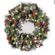 National Tree CW7-306-24W-B1 24" Crestwood Spruce Wreath with Silver Bristles