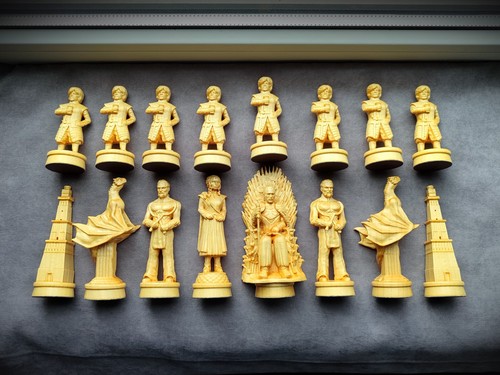 Unique Wooden Chess Set Fantasy – Dragons Medieval Style Handmade Knights Custom - Picture 17 of 20