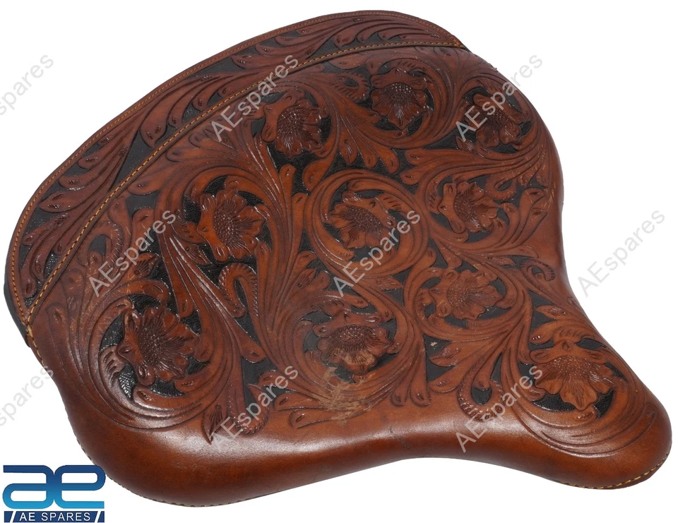 Pour Harley Wla Wlc Vl Wl Knucklehead Véritable Cuir Fleur Sculpté Solo Siège - Photo 4/4