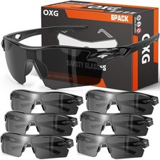 6 Pair Safety Glasses, Scratch Resistant Wraparound Lenses ANSI Z87.1 Protect...