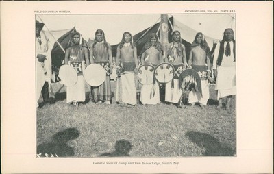 Graphik 1905 - General view of camp and Sun dance lodge, 4th day. Ponca Sun Danc