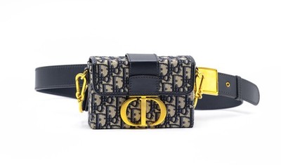 Christian Dior Trotter Belt Dark Blue AUTHENTIC Christian Dior