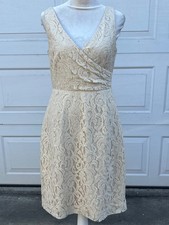 J. Crew Womens cream Surplice Sleeveless Lace Pencil Dress Small