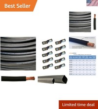 Pure Copper 1/0 AWG Welding Cable 10FT with Lug Connectors  Heat Shrink Tubing