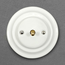 White Porcelain 1-Gang Two-Way Toggle Dolly Switch Flush Mount