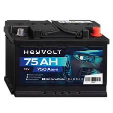 HeyVolt 75Ah Autobatterie 12V 750A Starterbatterie ersetzt 60 65 70 77 85Ah