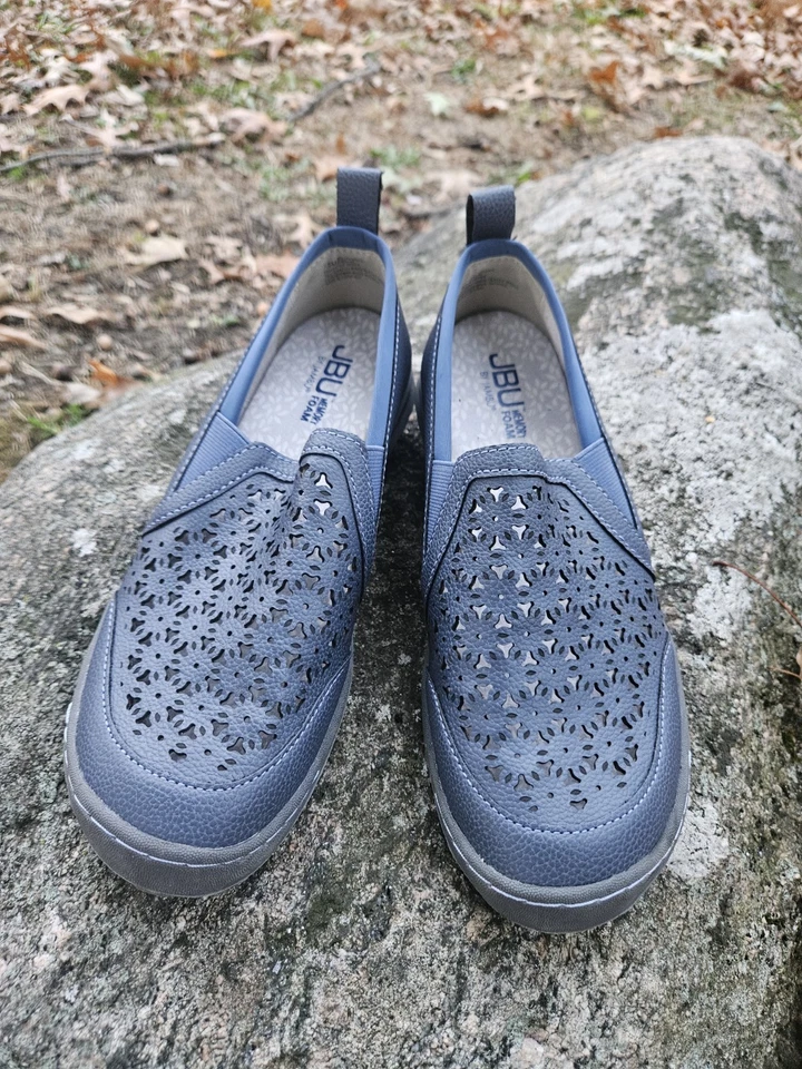 JBU Memory Foam by Jambu 女式懒人鞋舒适运动鞋,7.5 码,蓝色 — 第 2/4 张图片