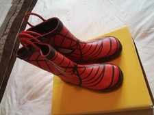 Boys size 11 red & black Marvel Spider-man wellingtons with pull-on handles