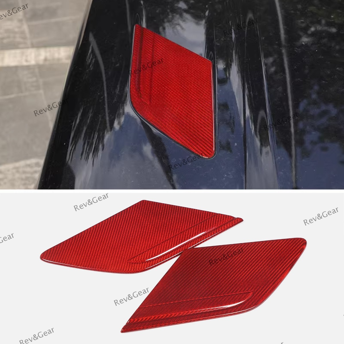 2*Red Real Carbon Fiber for LR Range Rover Sport 2023-2025 Front Hood Trim Cover