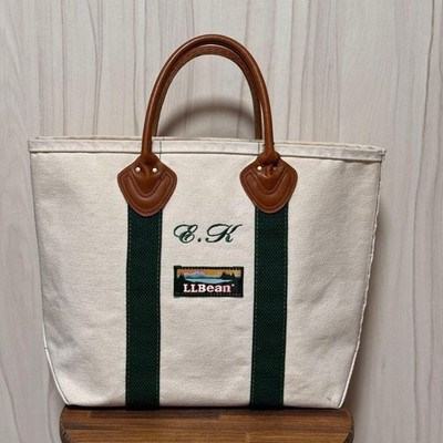 LLBean Leder Henkeltasche 1980er Vintage grün Canvas top