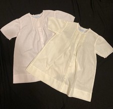 2 Vintage Feltman Bros Pink and Yellow Embroidered Pintucked Gowns Dresses Size 