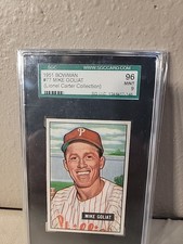 1951 Bowman - Mike Goliat #77 SGC Graded 9 MINT 96 Philadelphia Phillies Vintage