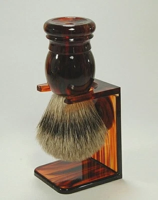 Hans Baier Havanna Silberspitz Shaving Brush Badger Hair With Stand Germany - Image 1 of 4