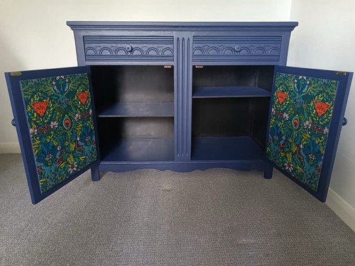 Navy Vintage Unique Dresser Sideboard Solid Wood High Quality Cabinet - Picture 3 of 13