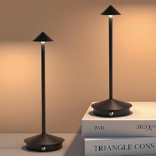 2 Pack LED Rechargeable Cordless Table Lamps,Portable Outdoor 5000mAh 2 Black