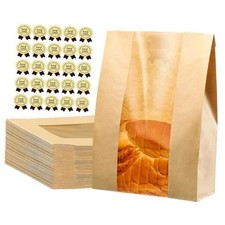 Bread Bags -Sourdough Bread Bag for Homemade Bread with Window, 25 Pcs kraft