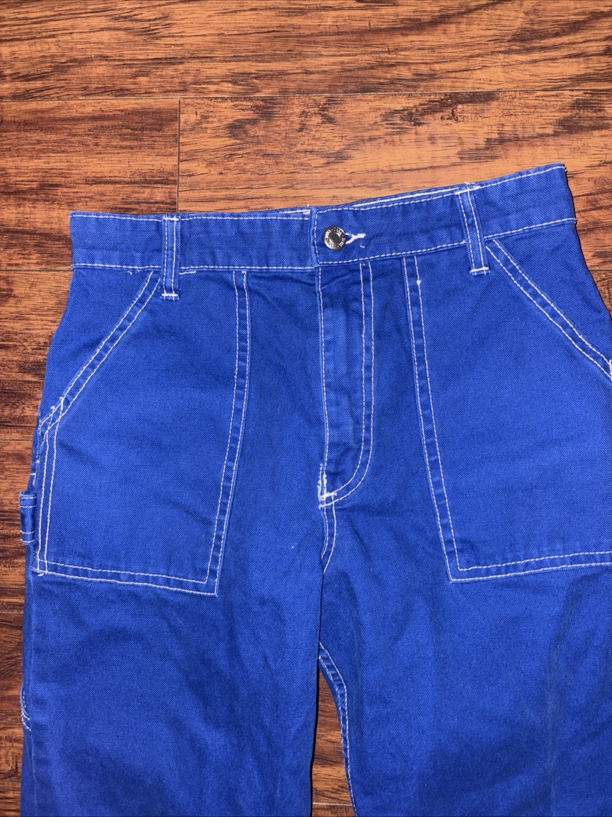 ZARA Cargo/Painter Pants Blue Green Utility Style Women Size 2 Y2K image 2