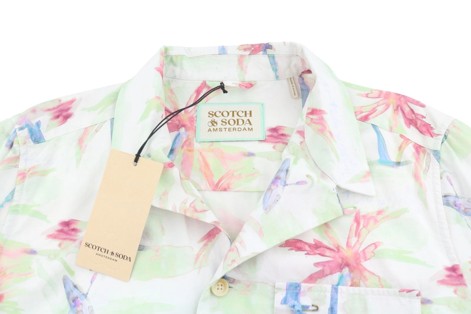 SCOTCH & SODA Men Jacket M Colourful Palm Hawaii Hemp Blend Button Up DDP image 6