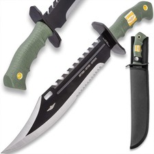 Stainless Steel Marine Force Recon Sawback Bowie Knife with Snap Closure Sheath