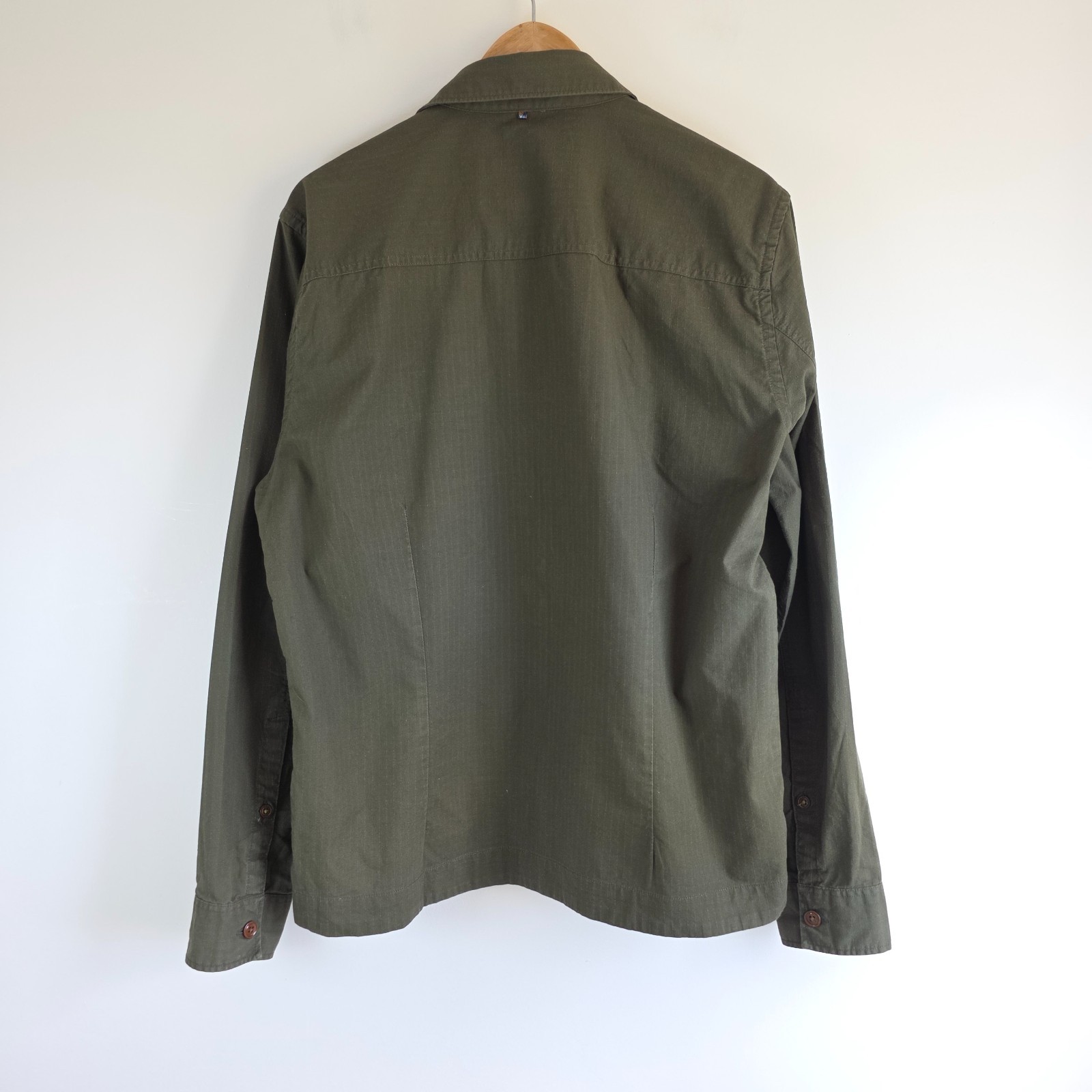 Pretty Green Olive Green Long Sleeve Shirt Mens Approx M Cotton Mod Casual image 4