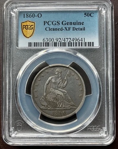 1860-O Seated Liberty Half Dollar, PCGS Genuine, Cleaned, XF Details