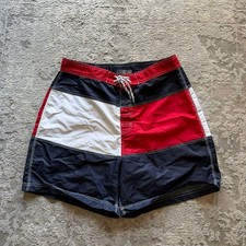 Vintage 90s Tommy Hilfiger Big Flag Swim Trunks Shorts Mens Large Colorblock