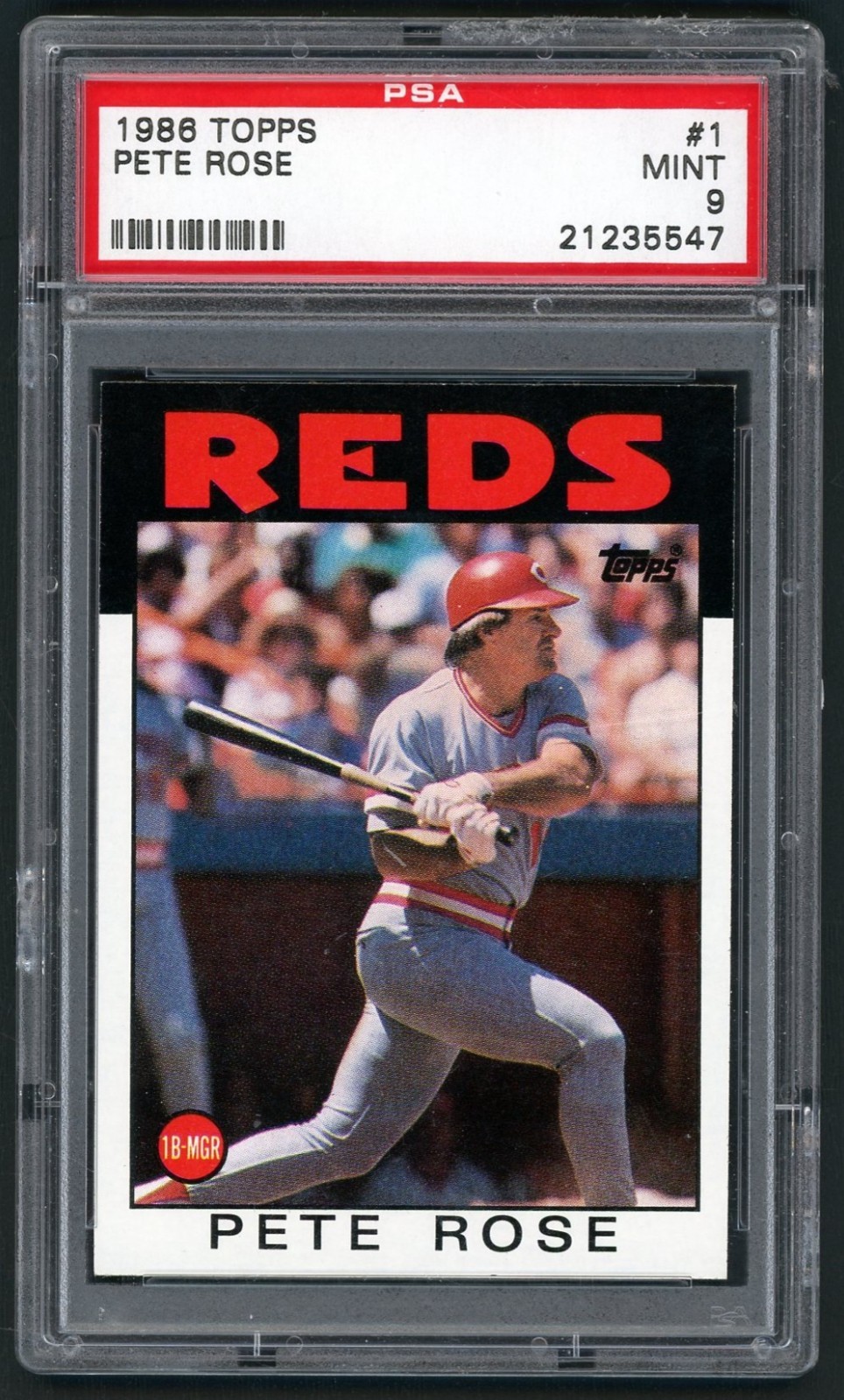 1986 Topps #1 PETE ROSE PSA MINT 9 Cincinnati Reds