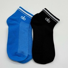 Yoga 2-Pack Socks Unisex Half-Crew Throwback Black - Blue NWT