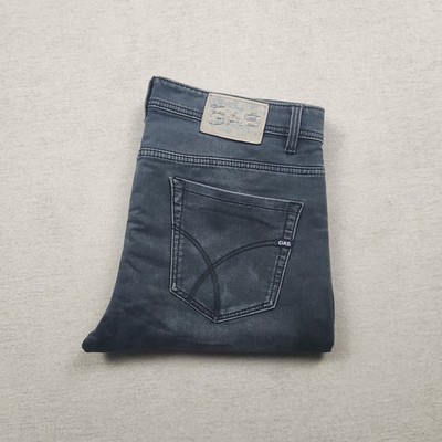 Gas Herren Jeans Hose Y2K W36 L26 Denim Grau Straight Gerade Slim Fit Stretch