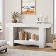 Entryway Console Table 2-Tier Sofa Accent Behind Couch Table With Open Storage