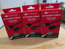 Set of 3 My Arcade 10ft Extender Cable Controller Extension for Wii, NES, SNES 