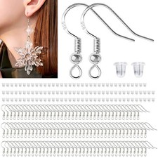 120Pcs 925 Sterling Silver Earring Hooks Hypoallergenic Ear Wire 120Pcs Backs