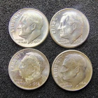 1963-1964 P & D Roosevelt Dimes - Philadelphia & Denver - 90% Silver - BU Toned