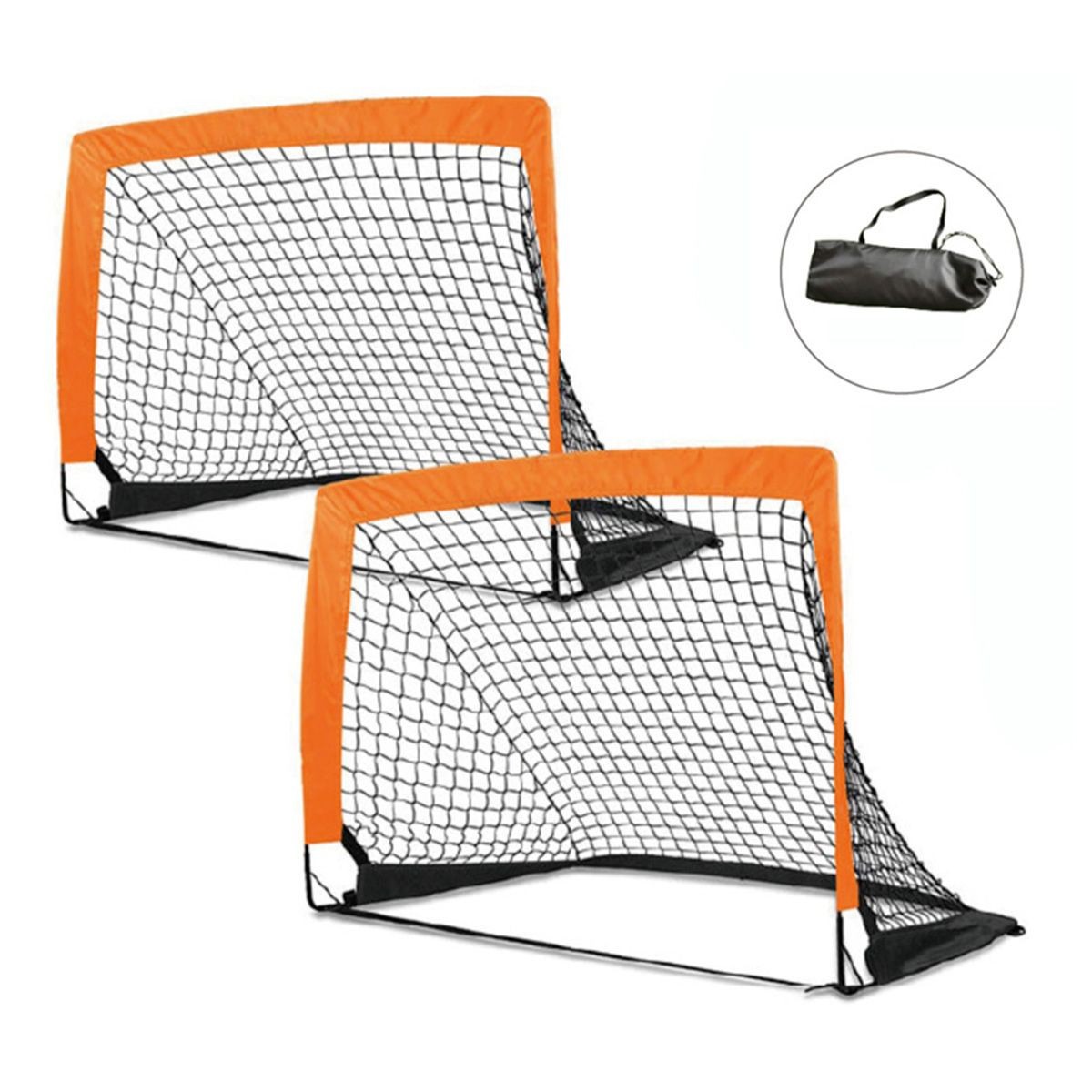 Cages de foot Challenge orange lot de 2 buts pliants de 120cm pour jardin