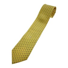 FERRAGAMO Silk Tie Necktie Yellow Geometric Italy Very Good