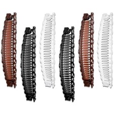 Banana Hair Clip Set - 6-Pack Hair Clincher Combs for Women - Durable Plastic,