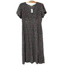 Ann Taylor LOFT | Dress Maxi Floral Short Sleeve V Neck Pockets NWT- Size 12