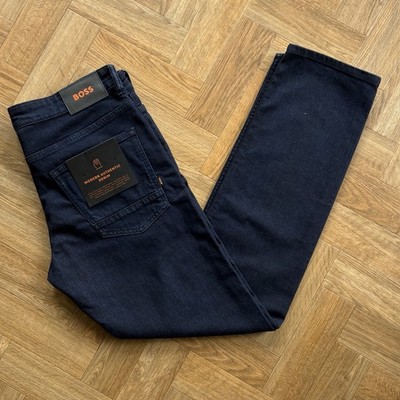 Neu mit Etikett Hugo Boss Delaware Royal Jeans 36x32 Slim Fit Blau Stretch Denim W36 L32