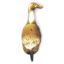 DUCK SINGLE METAL HOOK WOODEN PLAQUE HANGER Home Kitchen Apron Key Holder Towel