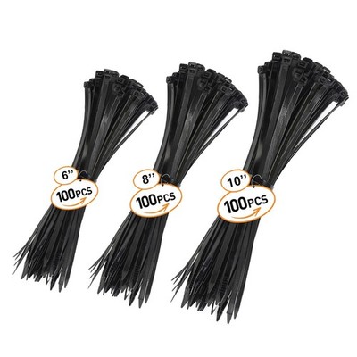 6''+8''+10'' Zip Ties, Zip Ties Heavy Duty, Assorted Sizes-300 Pack, Cable Ties