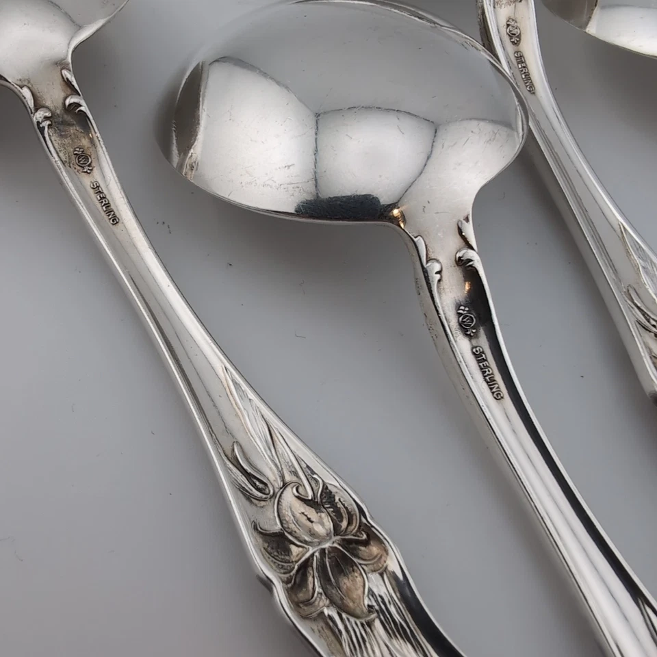 Frank Whiting Lily/Floral Sterling Silver Cream Soup Spoons - 6 1/8" - Set of 4 - Image 3 of 3