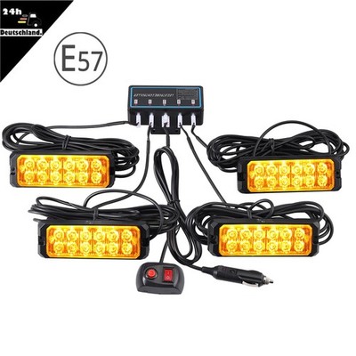 4x Frontblitzer 12LED E57 Blitzlicht IP65 12/24V Warnleuchte Strobe Licht KFZ