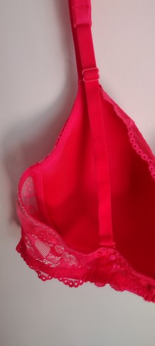LA SENZA 38C LIGHTLY PADDED UNDERWIRE CONVERTIBLE STRAPS NEON CORAL FLORAL LACE - Picture 8 of 15