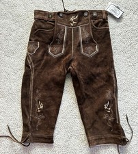 NWT EDELNICE Trachtenmode DEER Embroidered BROWN SUEDE Lederhosen Pants-48 32  