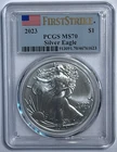 2023 $1 American Silver Eagle PCGS MS70 First Strike Flag Label