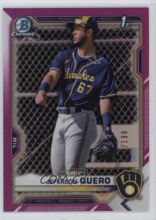 2021 Bowman Chrome Prospects Fuchsia Refractor /199 Jeferson Quero #BCP-181 1pp8