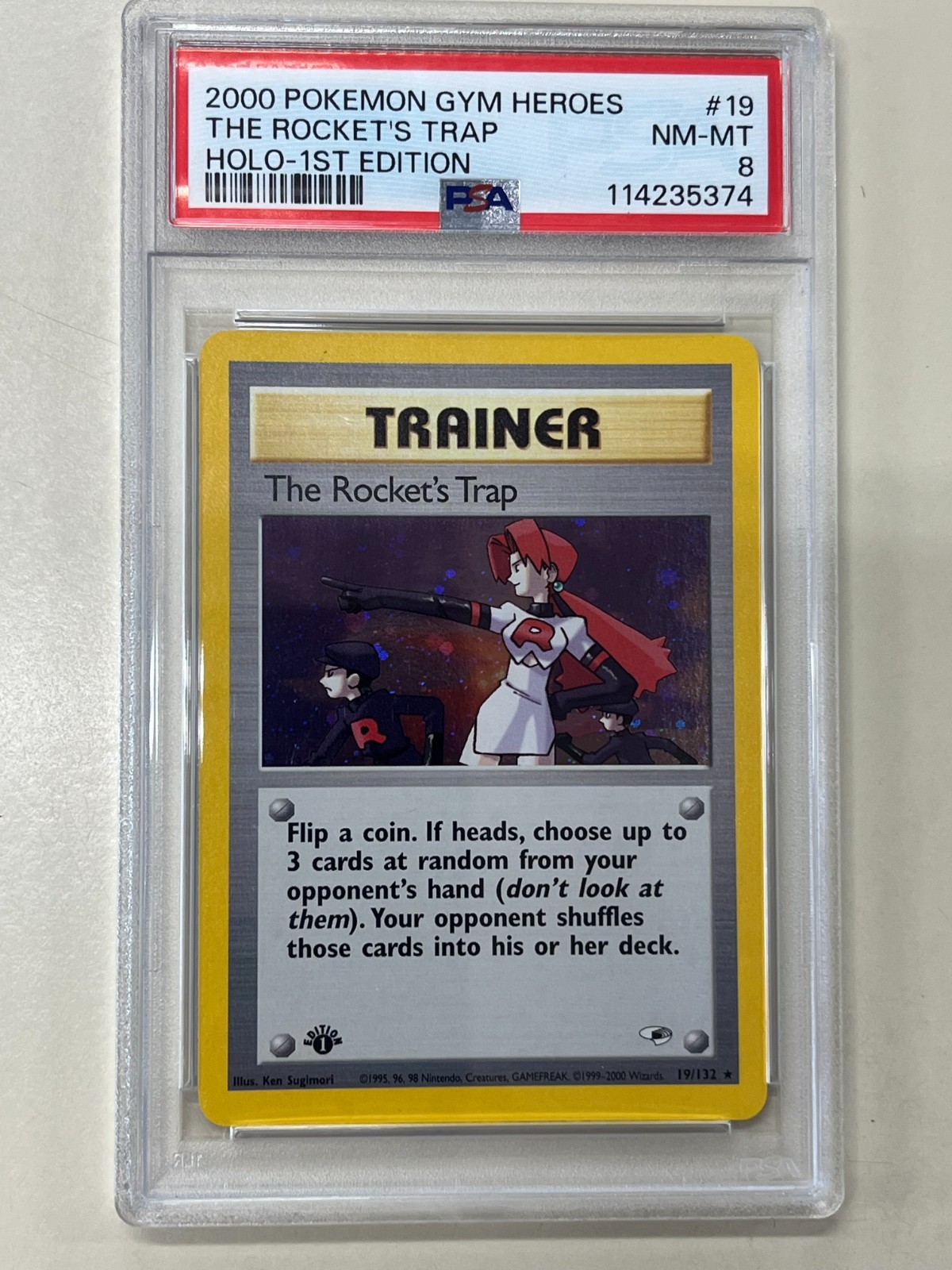 PSA 8 2000 POKEMON GYM HEROES ROCKET'S TRAP HOLO 19/132 PSA8 1ST EDITION