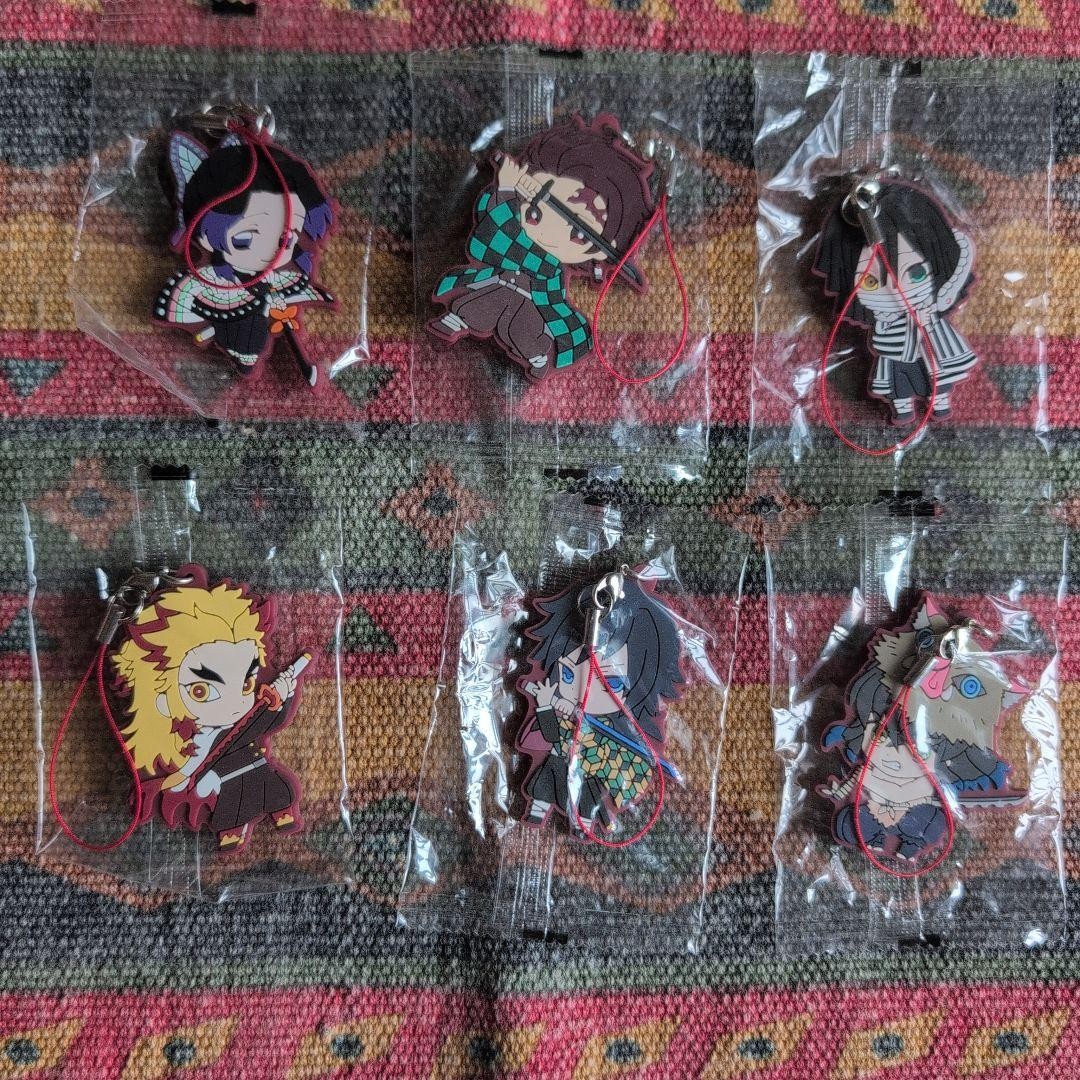 Demon Slayer Rubber Strap 6Pcs Set  Unopened, characters: Tanjiro, Inosuke,